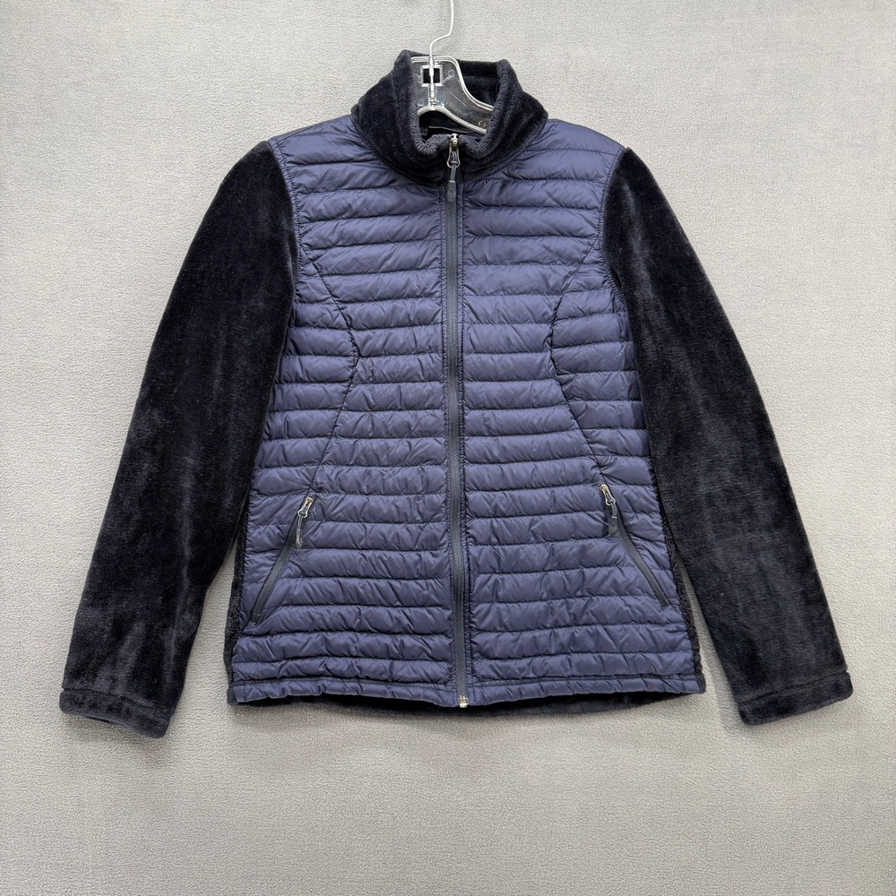 32 Degrees Heat Jacket Womens Mixed Media Down Puffer Faux Fur Small Purple Blue